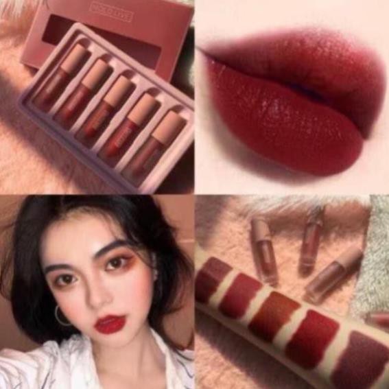 Set 5 Thỏi Son Kem Lì Mini Light Matte Lip Glaze Suite Dupe Fenty Beauty Giorgio Armani