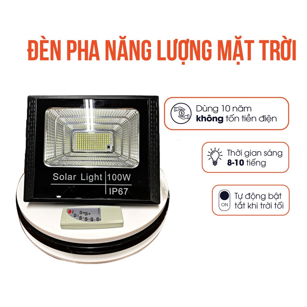 Đèn Năng Lượng Mặt Trời 100w ⚡️𝐅𝐑𝐄𝐄 𝐒𝐇𝐈𝐏⚡️ Đèn Pha Led Sân Vườn 100w Năng Lượng Sạch, Cảm Biến Bật Tắt Tự Động