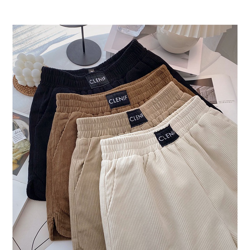 Quần short ngắn lưng thun TIENKHISHOP nhung tăm hàng Quảng Châu màu trơn Q07