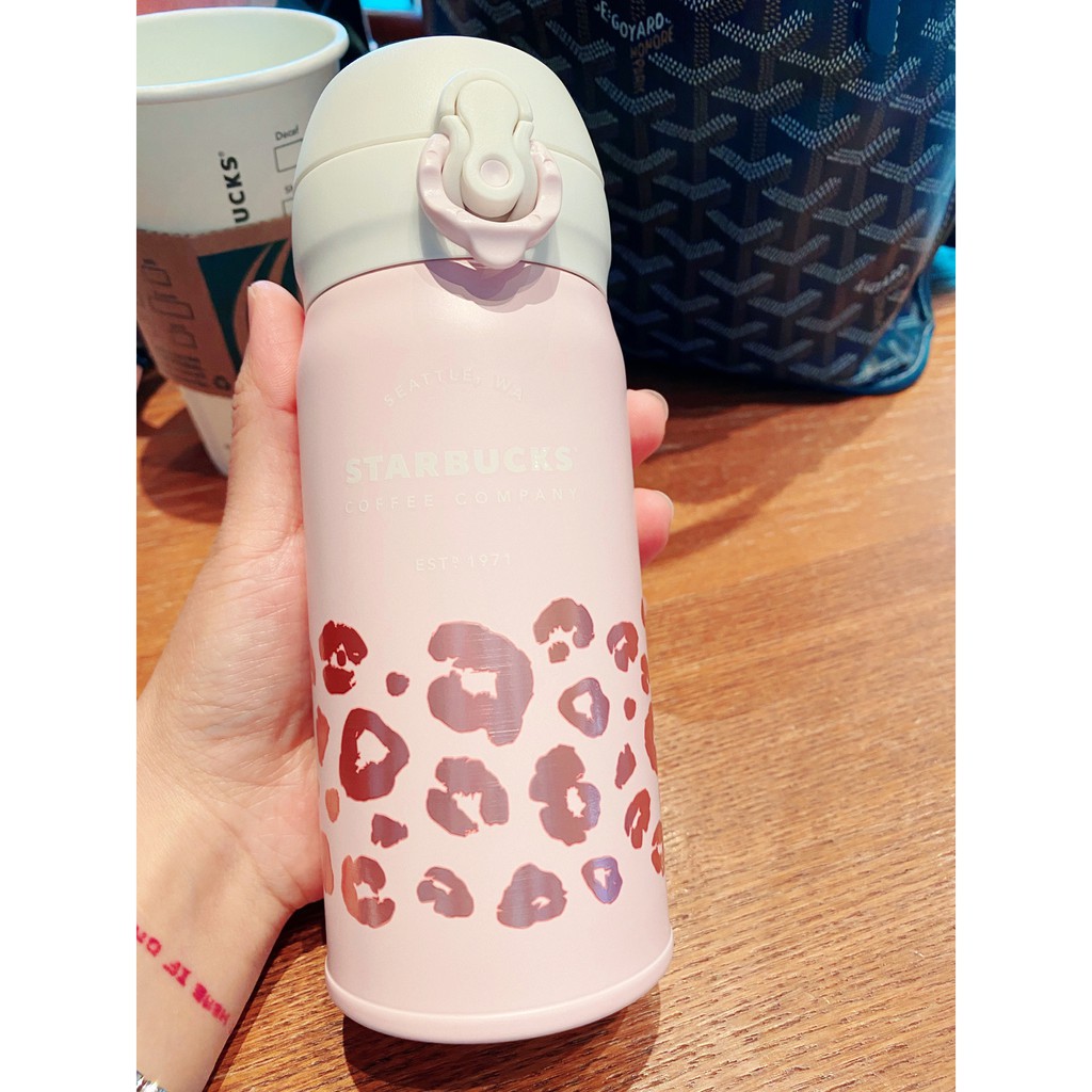 Bình STARBUCKS X THERMOS giữ nhiệt họa tiết da báo hồng Dung tích 355ml