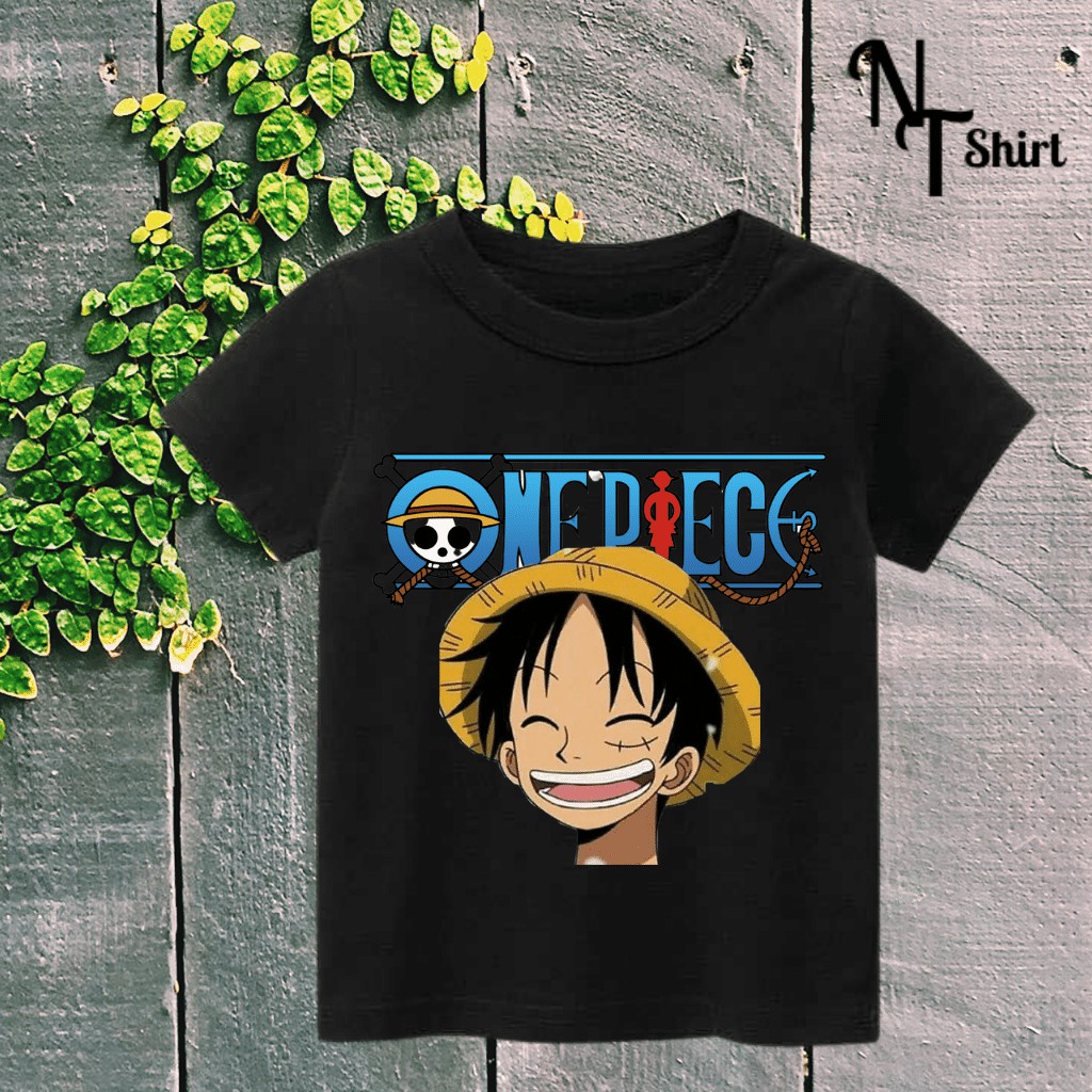 Áo phông bé trai và bé gái, Áo thun trẻ em in hình One Piece Luffy, Áo cotton xuất xịn mặc mát mịn hình in chất lượng 10