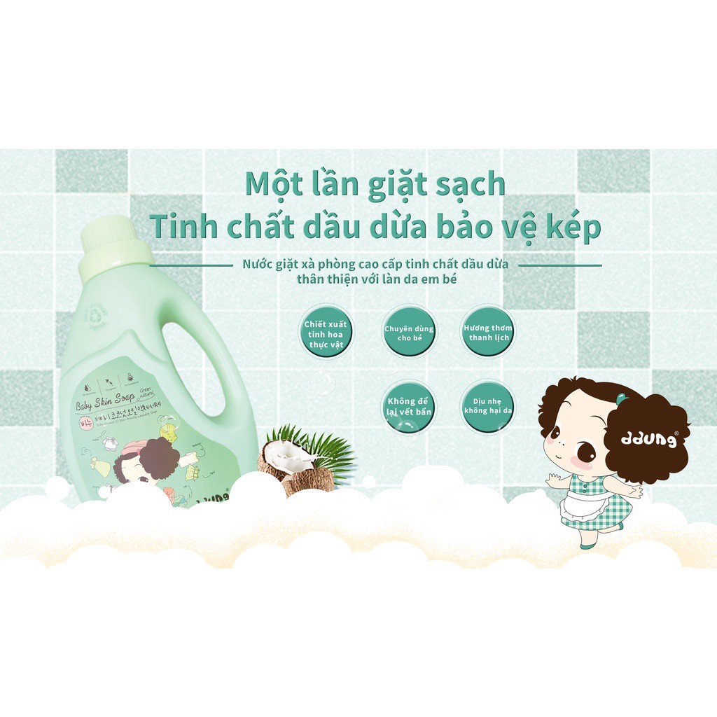 (Mua 1 tặng 6) Nước giặt xà phòng giặt mẹ&bé ddung Hàn Quốc,bột giặt,nước giặt xà bông giặt cho cả giặt máy và tay