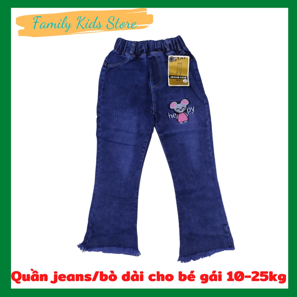 Quần jeans dài ống loe cho bé gái 12-30kg -chất dày dặn, co giãn, mịn đẹp