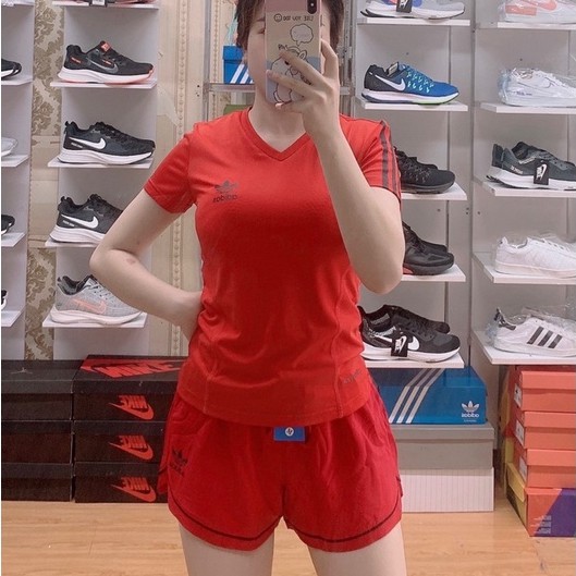 ÁO THUN NỮ THỂ THAO CỔ TIM, 3 SỌC TAY, ÁO TẬP GYM YOGA AEROBIC CỰC LẠ MẮT T5396