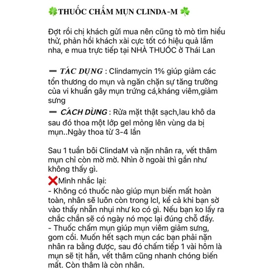 Kem Chấm Mụn,Kem Xẹp Mụn Clinda_m - BL