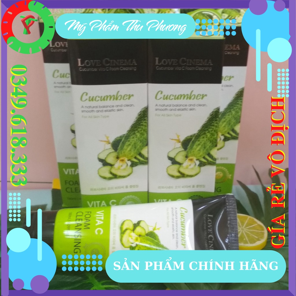 SỮA RỬA MẶT DƯA LEO MĨ MỸ PHẨM CHĂM SÓC LÀM TRẮNG DA HÀN QUỐC CHÍNH HÃNG LOVE CINEMA CUCUMBER VITA C FOAM CLEANSING