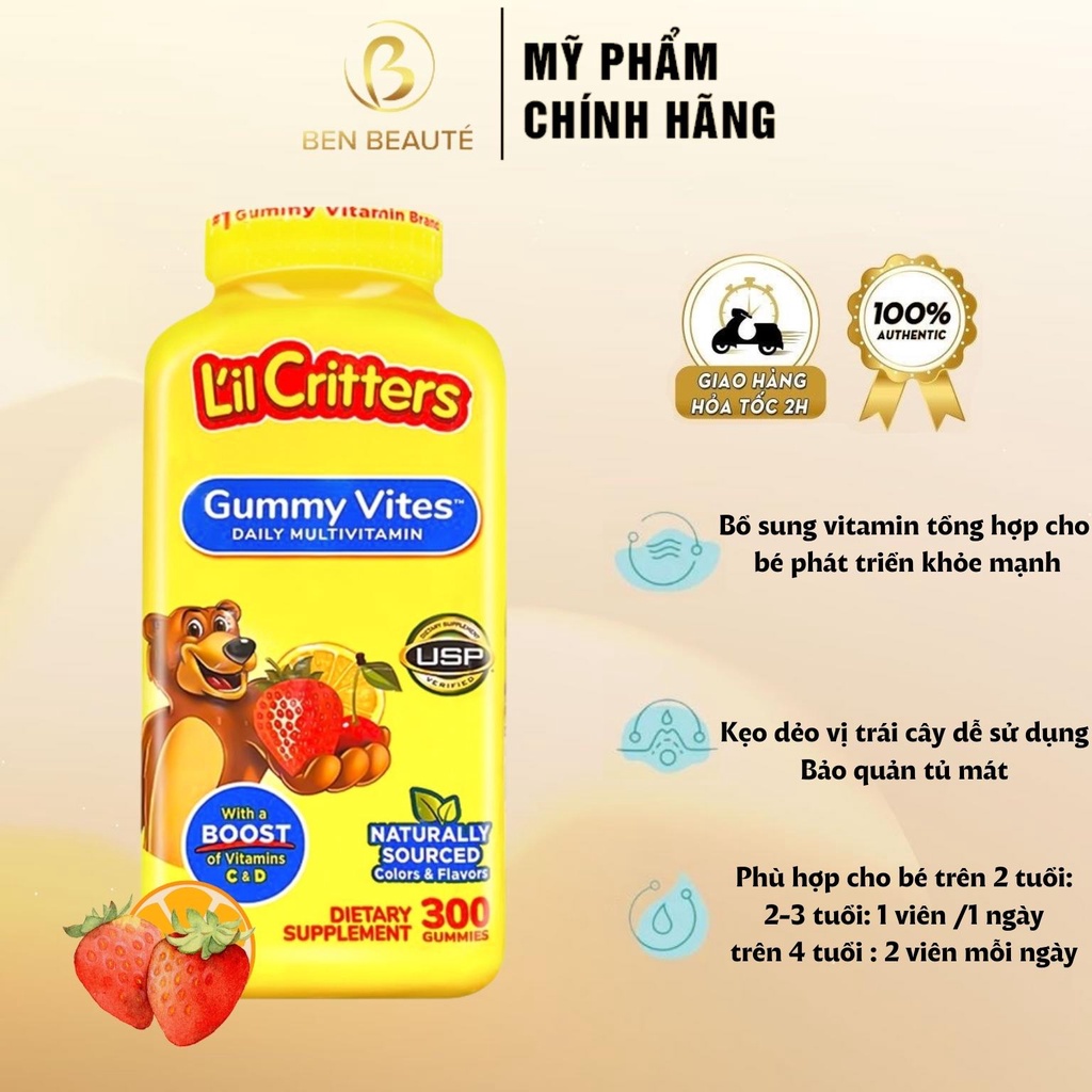 Kẹo Dẻo Bổ Sung Vitamin L'il Critters Gummy Vites 300 Viên