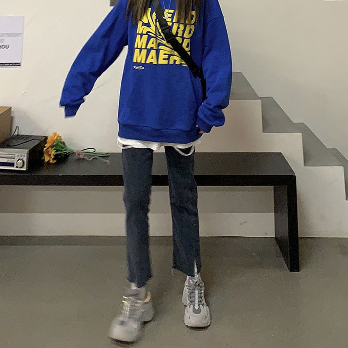 Quần jean nữ SUXI dáng dài ống suông cạp cao thời trang Hàn Quốc