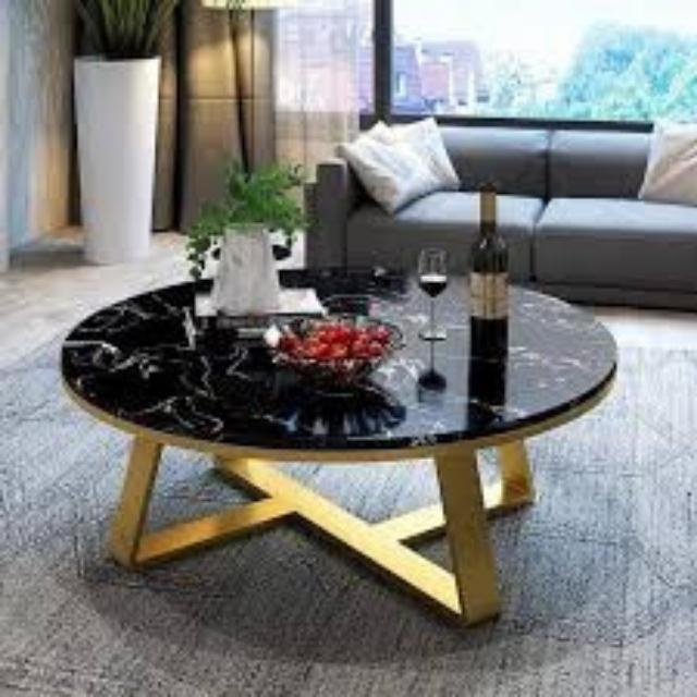Bàn Trà Mặt Đá Tròn Chân Sắt Sơn Tĩnh Điện. Mẫu Bàn Sofa Cao Cấp Đường Kính 50, 60, 70cm Bảo Hành 1 Năm