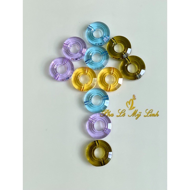 2 viên pha lê Swarovski 12,5mm vòng tròn xỏ thẳng