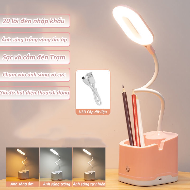 Đèn Học Để Bàn Chống Cận Cao Cấp - Sạc Tích Điện - Đèn Để Bàn Kiêm Hộp Đựng Bút Và Giá Đỡ Điện Thoại-17.kerhy