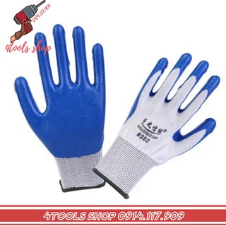 COMBO 10 Đôi Găng Tay Bảo Họ Phủ Sơn PU Xanh Loại 1