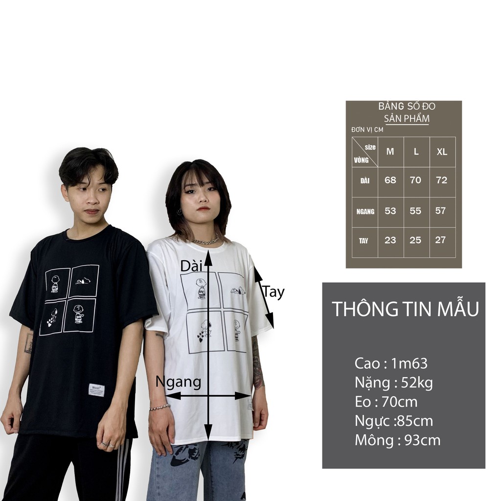 5.Woori áo thun Unisex  Basic Tee  nam nữ tay lỡ form rộng Over Size