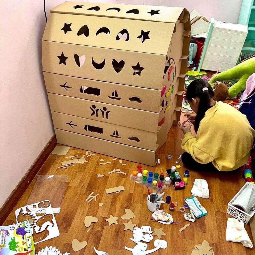 Đồ chơi trẻ em ngôi nhà lắp ghép thông minh thiết kế di động tiện dụng, cho bé không gian vui chơi