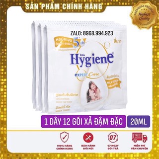 1 dây 12 gói nước xả vải đậm đặc hygiene Thái Lan 20ml x12 màu trắng