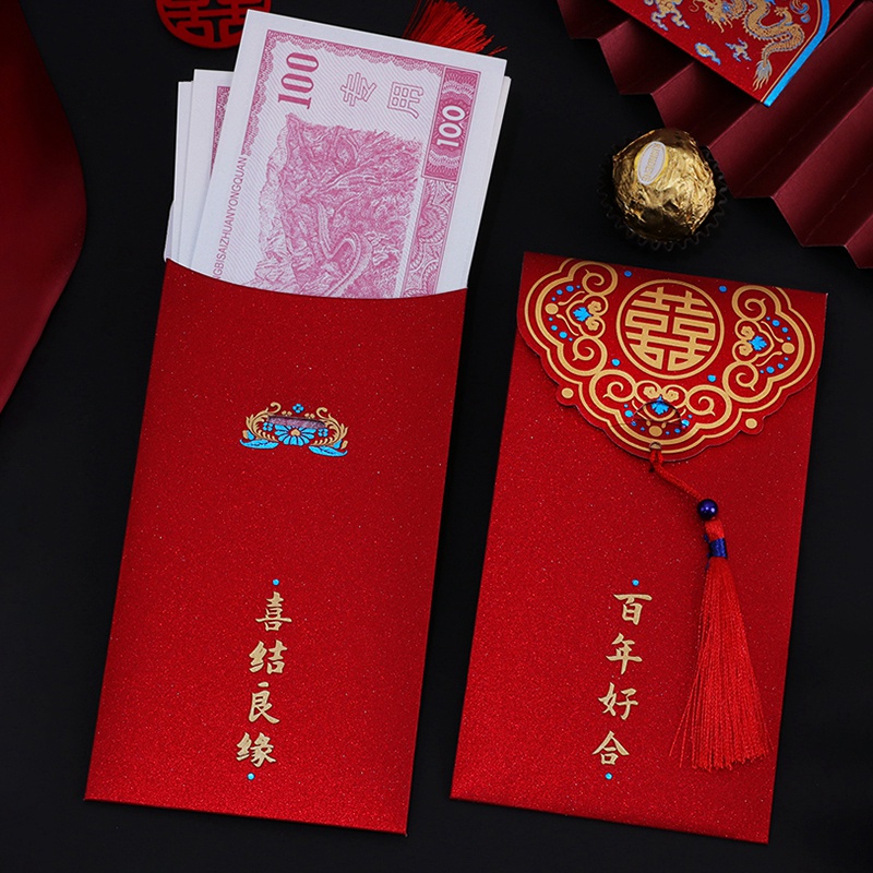 Lì xì Tết Đính Tua Rua 🌸FREESHIP🌸 Bao Lì Xì Năm Mới 2023 Phong Cách Trung Hoa, lìxì đỏ may mắnđám cưới tân gia