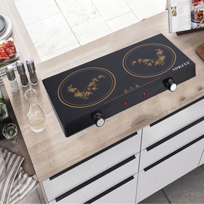 Bếp hồng ngoại đôi mặt kính chịu lực, không kén nồi SOKANY