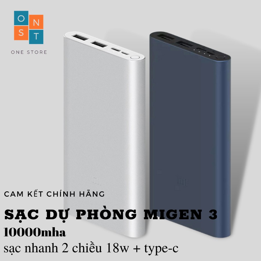 Sạc Dự Phòng Xiaomi Gen 3 Phiên Bản Nâng Cấp 2S Version 2018 10000 mAh 2 Cổng USB 1 Type C Hỗ Trợ QC 3.0