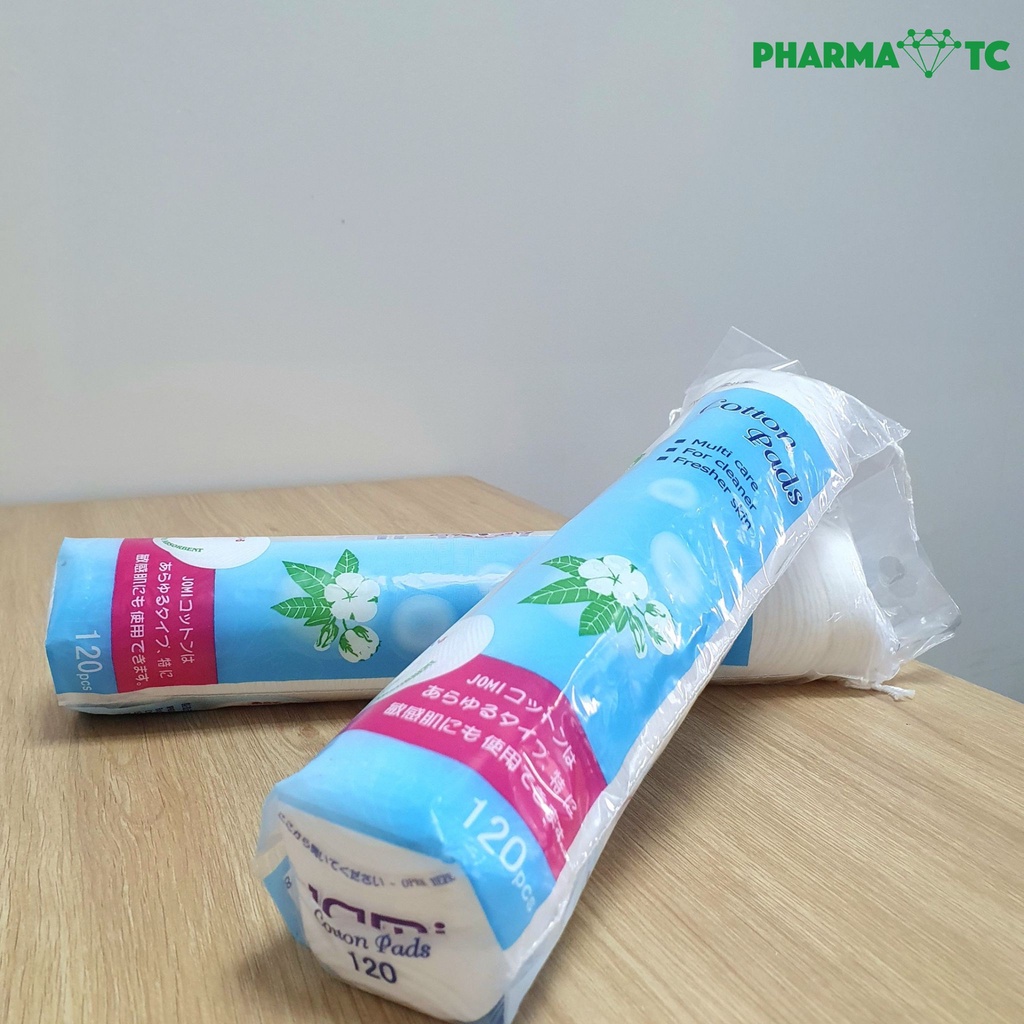 Bông tẩy trang JOMI Thổ Nhĩ Kì, tẩy sạch bụi bẩn, lớp trang điểm - Túi 120 miếng - PharmaOTC
