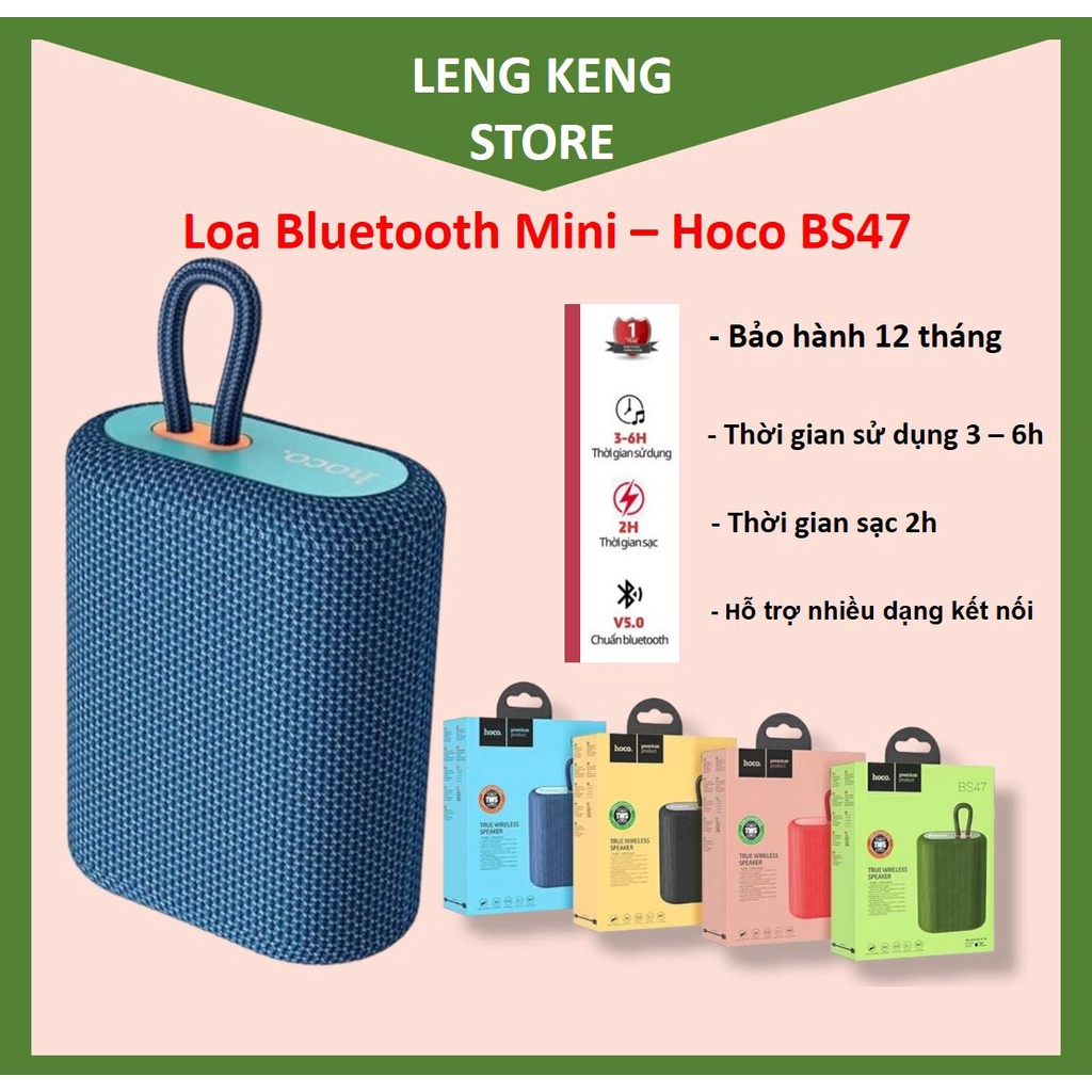 Loa bluetooth Hoco BS47 loa di động mini không dây hỗ trợ thẻ nhớ Kết Nối bằng điện thoại IOS Android bảo hành 12 tháng