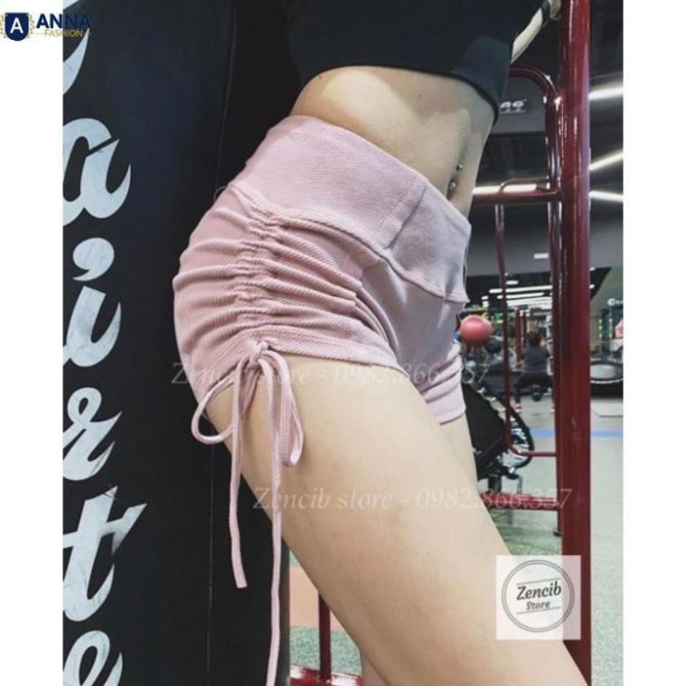 Quần đùi nữ dây rút bên hông tập gym yoga ( Hình Shop Tự Chụp)