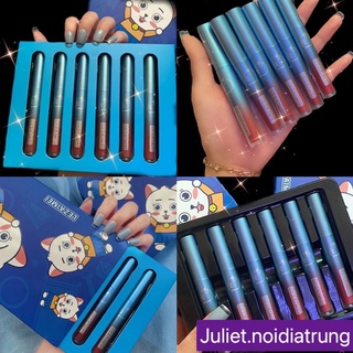 ❤️‍🔥 Set son 6 cây son kem lì Lezaimei Mèo xanh siêu hot❤️‍🔥