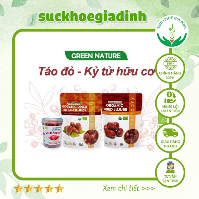Combo Táo Đỏ - Kỷ Tử Hữu Cơ Green Nature