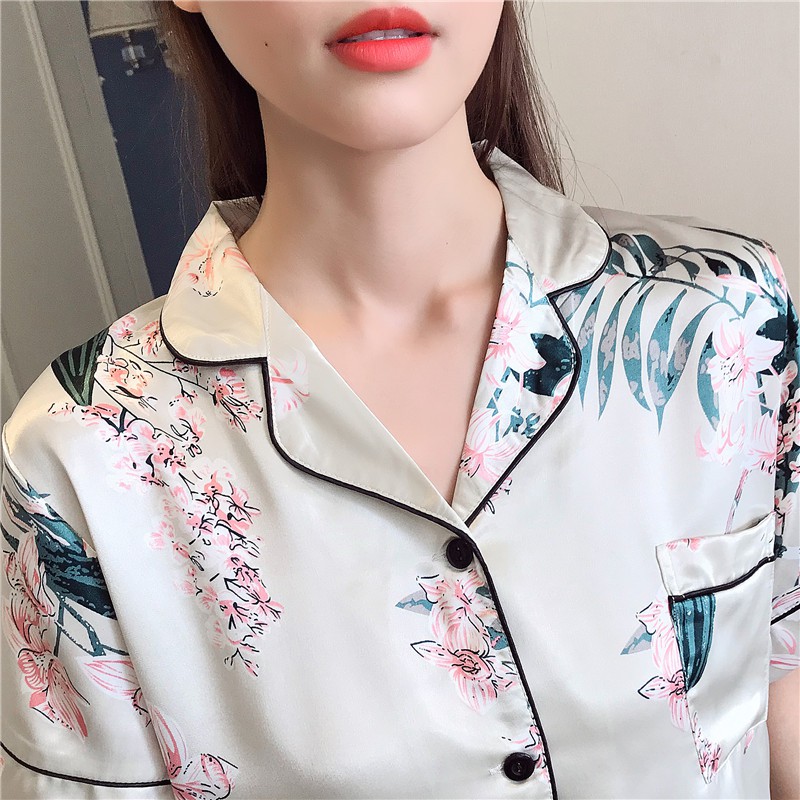 [Cao Cấp] ĐỒ NGỦ NỮ. Đồ Mặc Nhà Cho Nữ Lụa Họa Tiết Hoa Cộc Tay. Đồ Ngủ Pijama Bán Chạy Được Yêu Thích Nhất - HOA | BigBuy360 - bigbuy360.vn