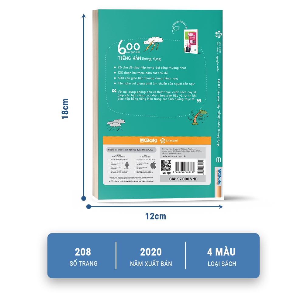 Sách - 600 Câu Giao Tiếp Tiếng Hàn Thông Dụng - Dành Cho Người Tự Học