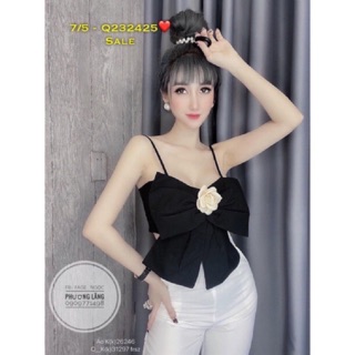 Áo croptop 2 dây phối nơ nhún sau lưng