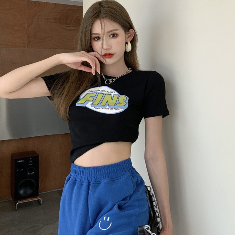 Áo Thun Croptop Ngắn Tay Dáng Ôm Phong Cách Mùa Hè Kiểu Hàn Xinh Xắn Cho Nữ