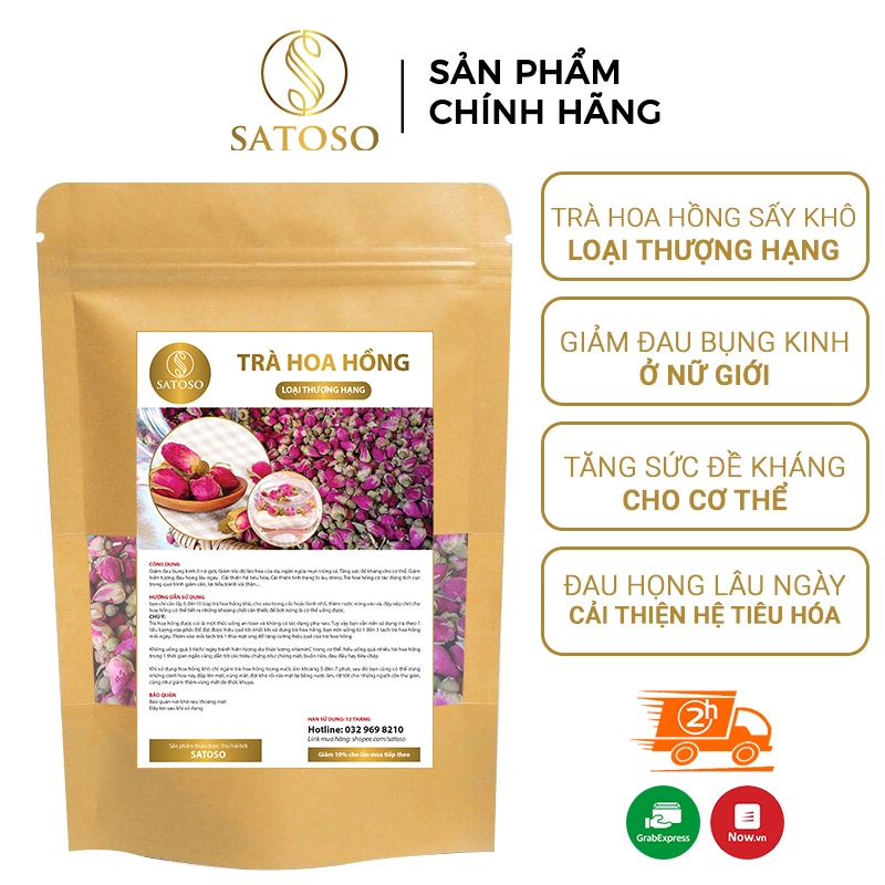 Trà hoa hồng SATASO cao cấp sấy khô làm đẹp da giảm đau bụng kinh ở nữ giới 100g SA06
