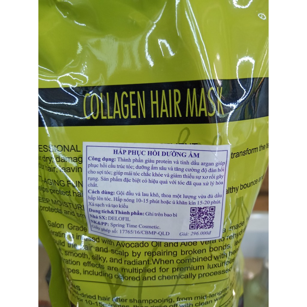 Dầu hấp ủ tóc dưỡng ẩm delofil 500ml-TẶNG KÈM MŨ TRÙM TÓC