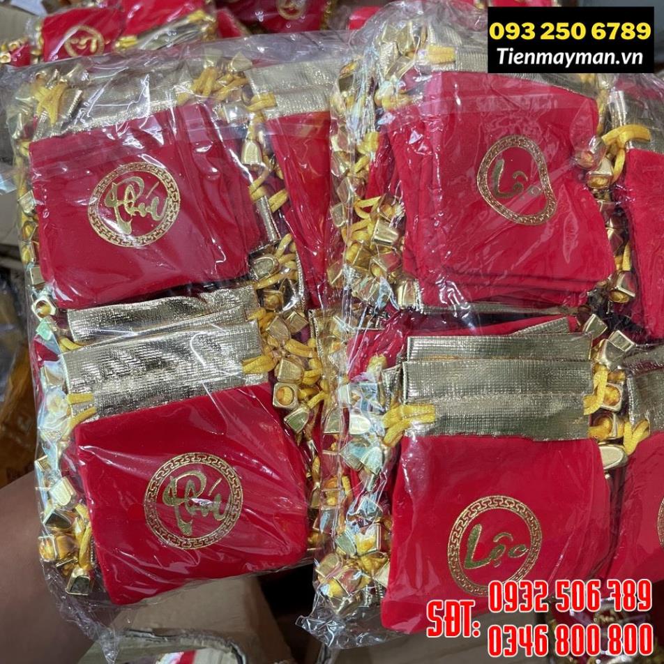 COMBO 100 Túi Gấm Nhung Phúc Lộc Đỏ May Mắn Phong Thuỷ 7x9cm