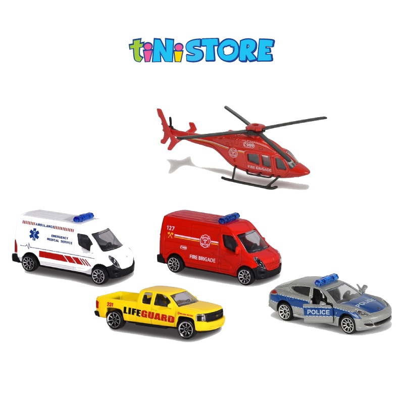 Đồ chơi bé trai tiNiToy bộ mô hình trạm cứu hộ Majorette Creatix Rescue Station và 5 Vehicles 212050019
