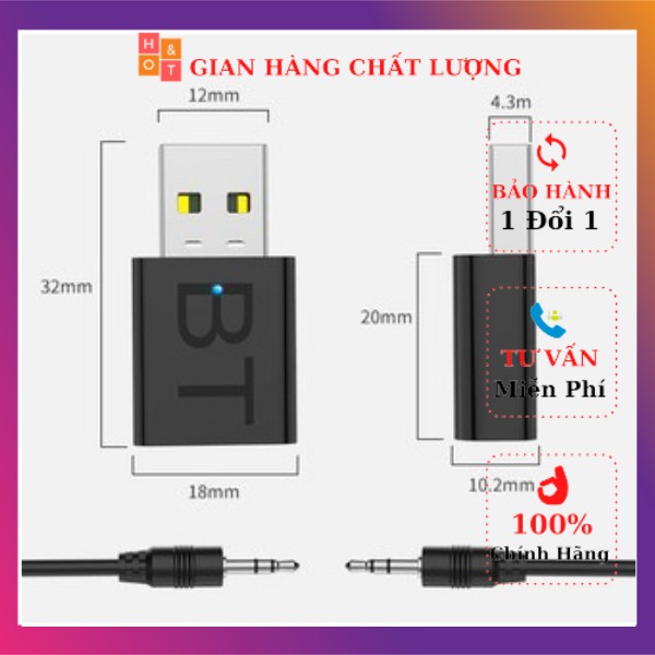 USB Bluetooth 5.0 thu tín hiệu âm thanh cho xe hơi - Bộ thu phát tín hiệu Bluetooth 5.0 không cho TV đa năng-Liketech 1.