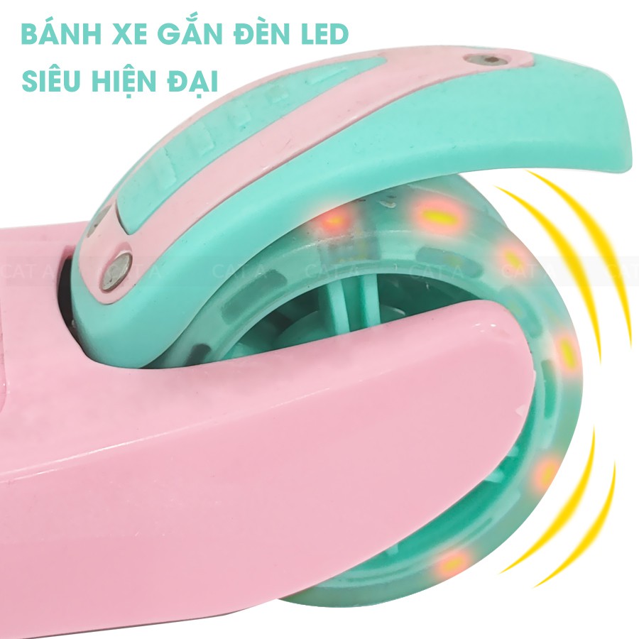 JC741-HONGXe trượt Scooter 3 bánh phát sáng hiện đại - Gấp gọn tiện lợi, dễ dàng sử dụng