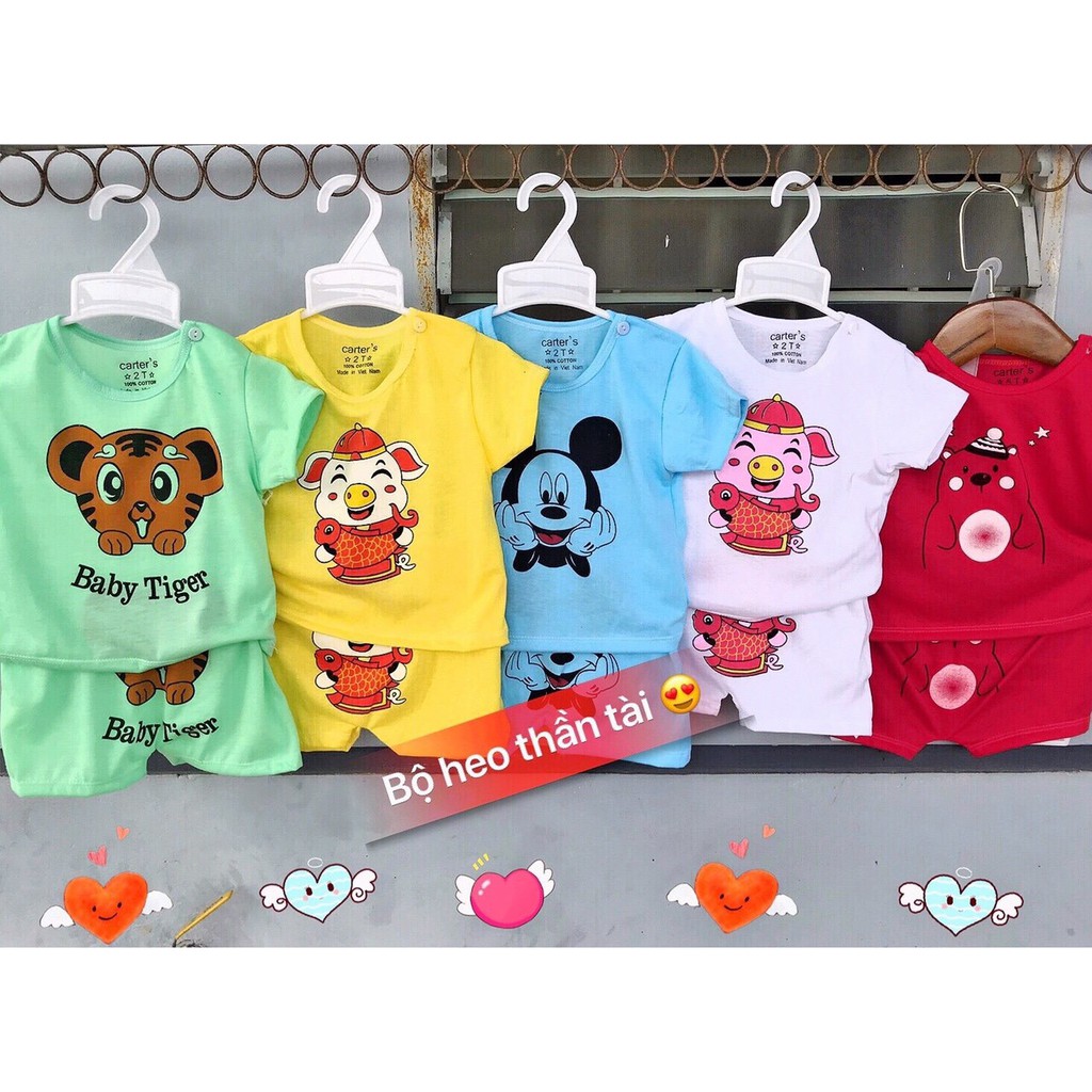 (Sỉ) (Xả kho) Set 5 bộ quần áo trẻ em 0-5 tuổi- Hàng thun cotton cộc cài khuy vai