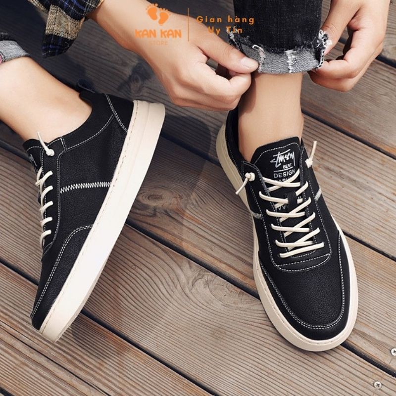 Giày Nam Thể Thao KA037 Giầy Sneaker Trắng Đen Hot Trend Thời Trang Cổ Thấp Đế Êm Chân  Kankanstore