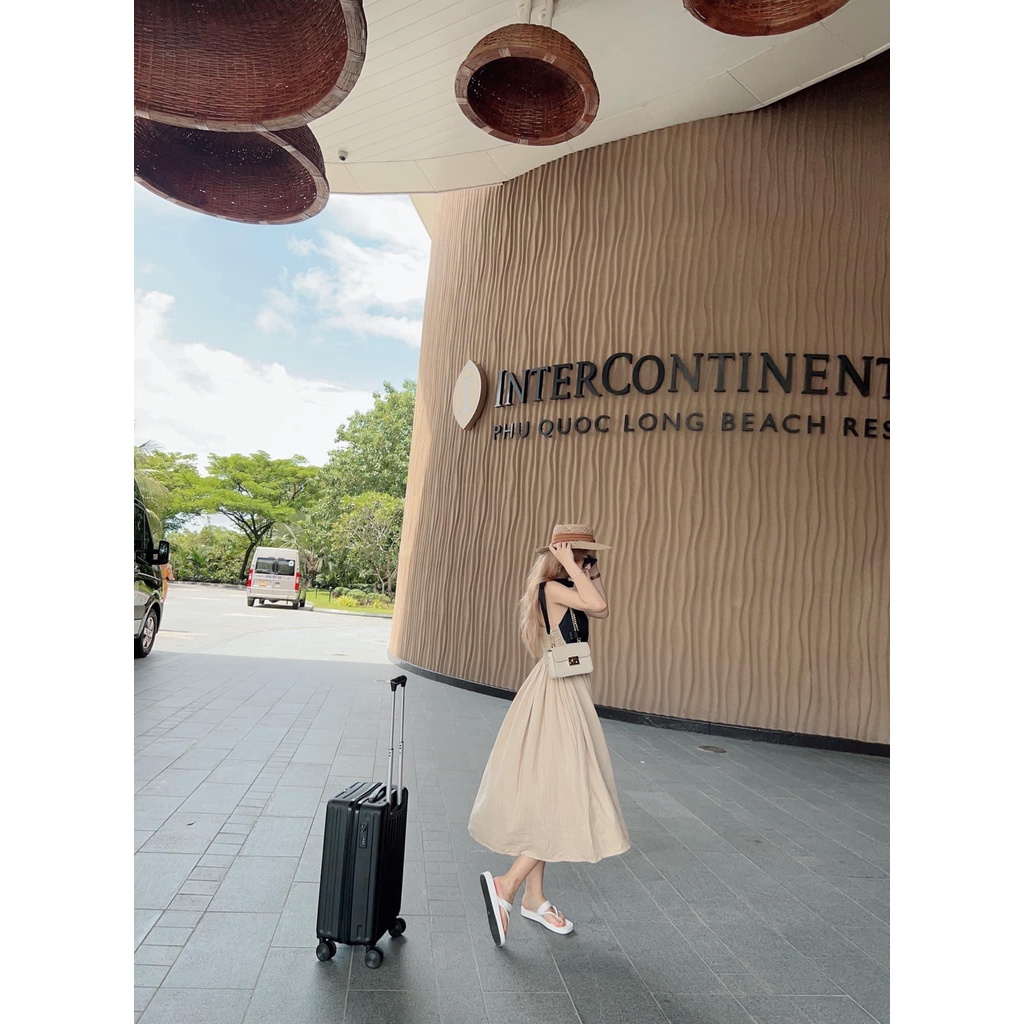 💃 Đầm Maxi 2 Dây Nữ Thân Phối Màu Trái Tim Lưng Thun Dáng Dài Vải Đũi