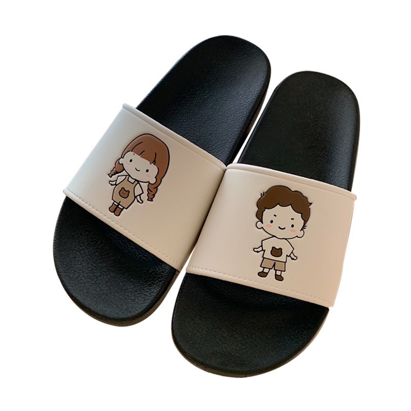 Dép nữ quai ngang họa tiết ( Boy and Girl )  vs  Dép hàn quốc họa tiết siêu dễ thương MSP Boy-Girl