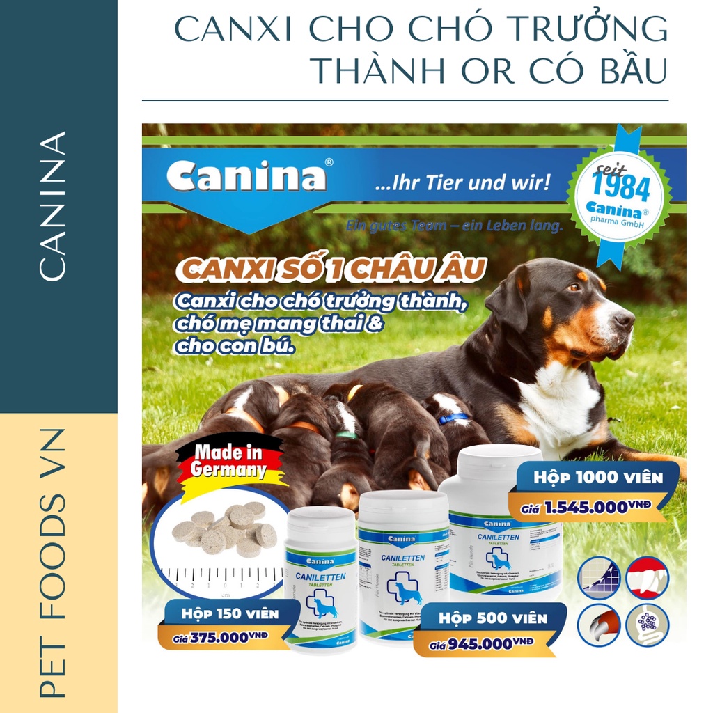 Canxi cho Chó Trưởng Thành và Chó Bầu CANINA CANILETTEN dạng viên