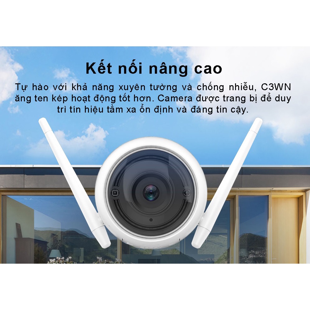 Camera IP Wifi EZVIZ CS-C3WN 1080P, Camera Ngoài Trời Góc Nhìn Rộng Lên Tới 94°, Hàng chính hãng, Kèm thẻ nhớ Lexar xịn