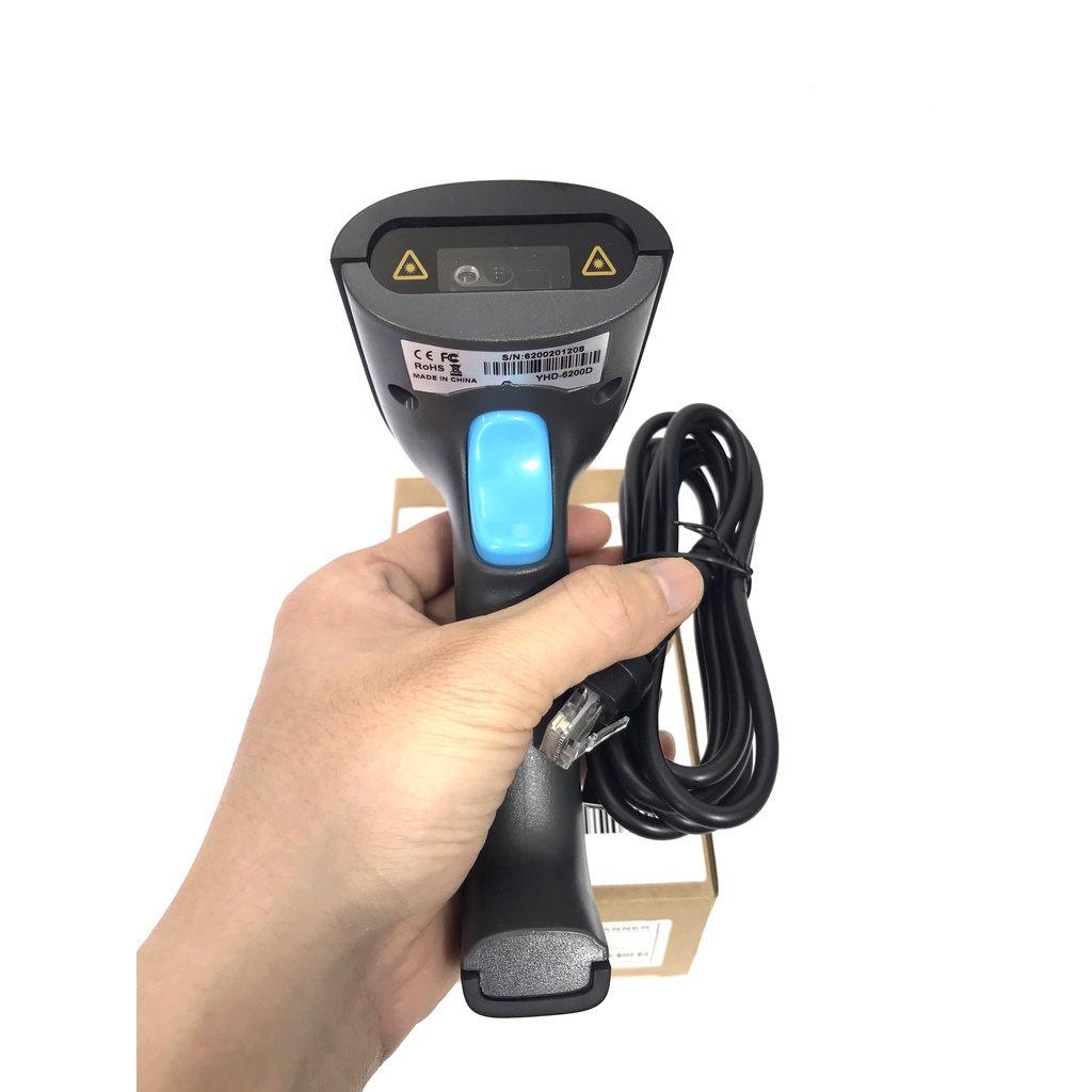 Máy quét mã vạch 2D YHD 6200D có dây, Đầu đọc mã vạch Barcode(1D) Qrcode(2D), Máy đọc mã vạch dùng trên Máy tính, Laptop