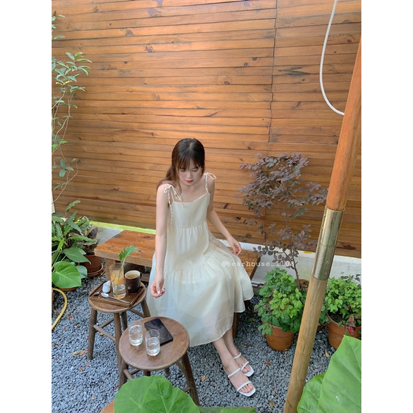 🌿 ĐẦM VOAN 2 DÂY BUỘC NƠ DÁNG DÀI 🌿 VÁY 2 DÂY DỄ THƯƠNG 😚