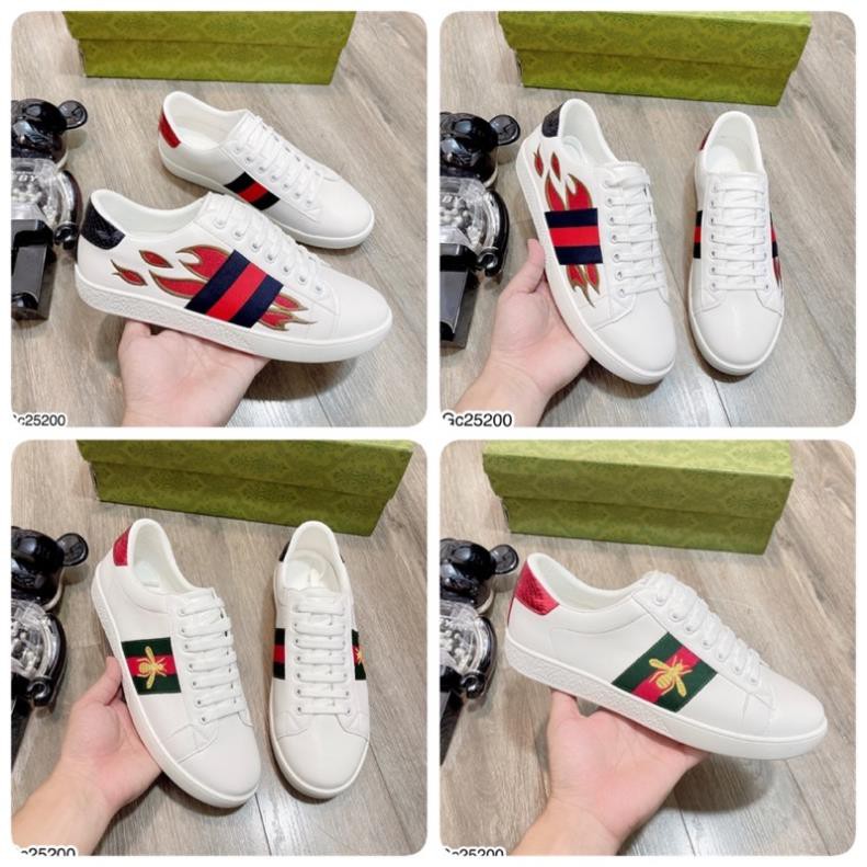 [Sẵn Hàng] Giày Nam Buộc Dây GC Thêu Ong Đế Cao Su - Giày Sneaker Gc Trắng Cao Cấp