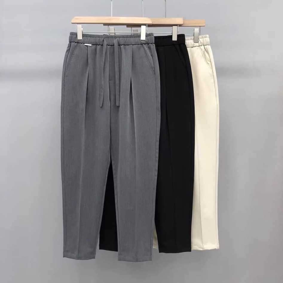 Quần baggy nam korea form rộng quần tây nam đai chun co và giãn vải cứng cáp phong thái Ulzzang