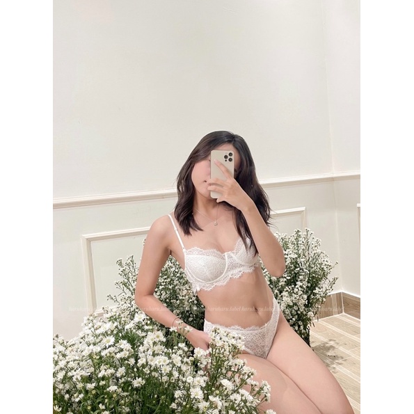 CHLOE | haruharu.label | Áo bralette ren mi trắng, áo lót, lingerie, áo có gọng | BigBuy360 - bigbuy360.vn