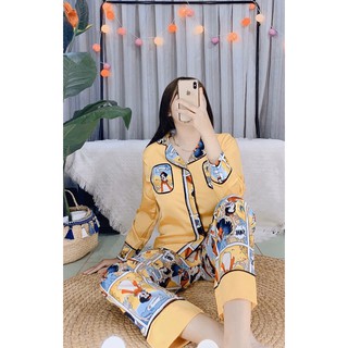 Bộ pijama satin tay dài quần dài sp0003