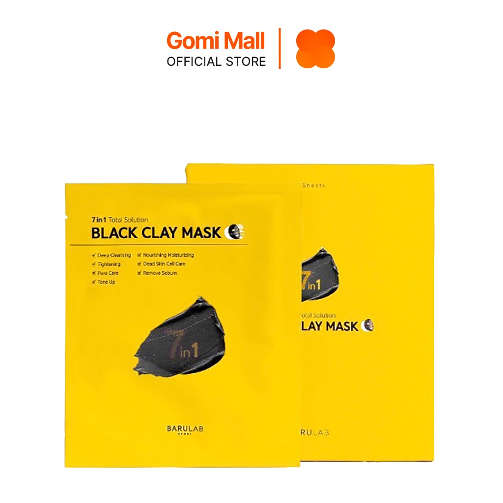 Mặt Nạ Bùn Khoáng Đa Chức Năng BARULAB 7 In 1 Total Solution Clay Mask (Hộp 5 Miếng) GomiMall